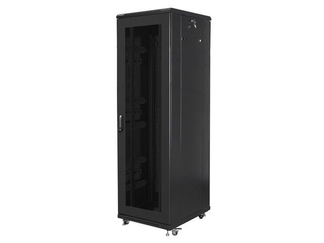 LANBERG шкаф 19" свободностоящ 42U/600x800 (плосък пакет) с мрежеста врата, черен