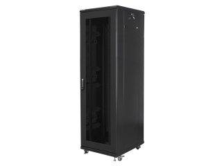 LANBERG шкаф 19" свободностоящ 42U/600x800 (плосък пакет) с мрежеста врата, черен
