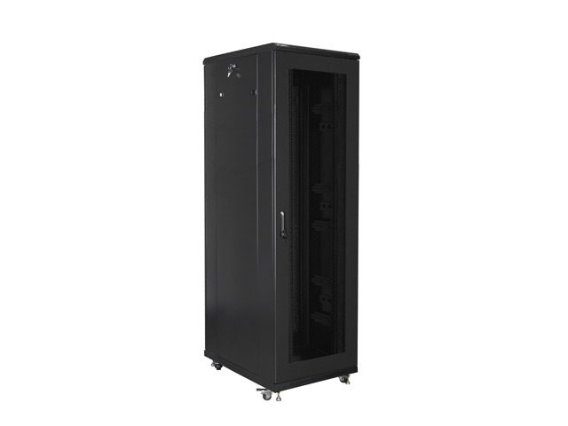 LANBERG сървърен шкаф 19" свободностоящ 42U / 800x800 самостоятелно сглобяем плосък пакет с мрежеста врата, черен