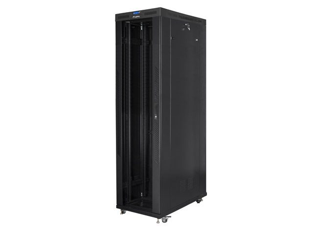 LANBERG комуникационен шкаф 19" свободностоящ 47U/800x1200 (плосък пакет) със стъклена врата LCD черен v2