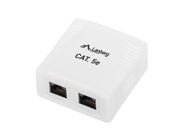 Lanberg повърхностен монтаж кутия CAT.5e UTP UNshielded 2X RJ45, бяла
