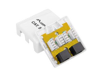 Lanberg повърхностен монтаж кутия CAT.5e UTP UNshielded 2X RJ45, бяла