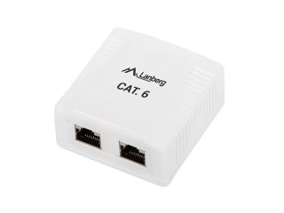 Lanberg повърхностен монтаж кутия CAT.6 FTP екранирана 2X RJ45, бяла