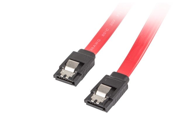Lanberg SATA DATA III (6GB/S) F/F кабел 50см с метални скоби, червен