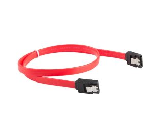 Lanberg SATA DATA III (6GB/S) F/F кабел 50см с метални скоби, червен