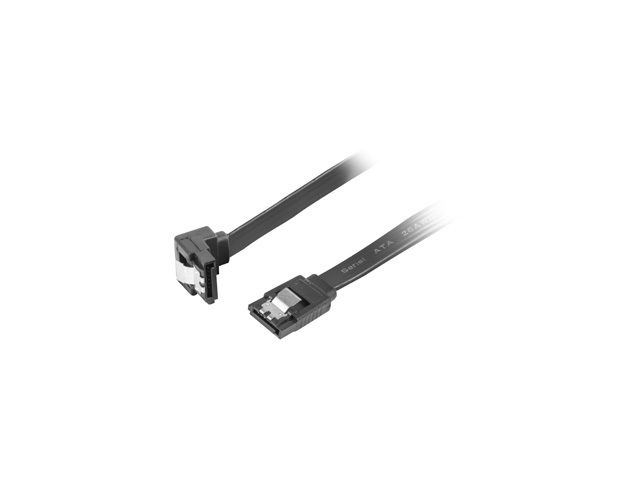 Lanberg SATA DATA III (6GB/S) F/F кабел, 50cm, метални скоби под ъгъл, черен