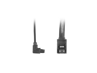 Lanberg SATA DATA III (6GB/S) F/F кабел, 50cm, метални скоби под ъгъл, черен