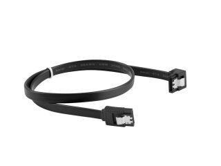 Lanberg SATA DATA III (6GB/S) F/F кабел, 50cm, метални скоби под ъгъл, черен