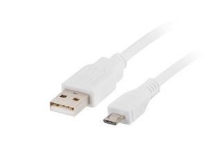 Lanberg USB Micro-B (M) към USB-A (M) 2.0 кабел, 1м, бял