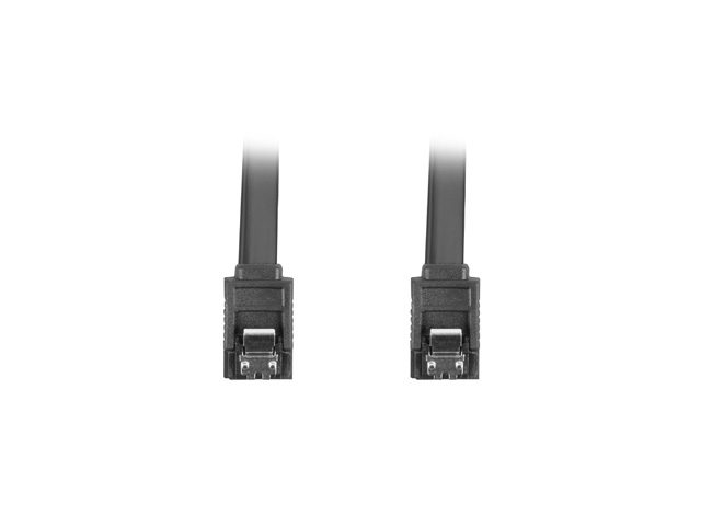 Кабел Lanberg SATA DATA III (6GB/s) F/F, 70 cm, метални скоби, черен