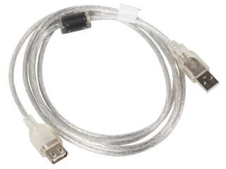 Lanberg удължителен кабел USB 2.0 AM-AF, 1.8 м, прозрачен ферит