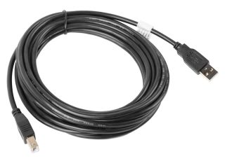 LANBERG кабел USB-A (M) -> USB-B (M) 2.0, 5 м, черен