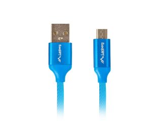Lanberg USB MICRO-B (M) -> USB-A (M) 2.0 кабел 1m, син premium QC 3.0