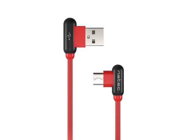 Кабел Natec USB-C(M) -> USB-A (M) 2.0, 1м, ъглов ляво/дясно, Червен