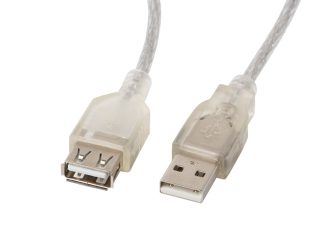 Lanberg удължителен кабел USB 2.0 AM-AF, 5м, прозрачен ферит