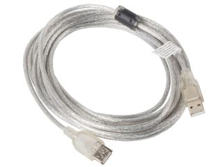 Lanberg удължителен кабел USB 2.0 AM-AF, 5м, прозрачен ферит