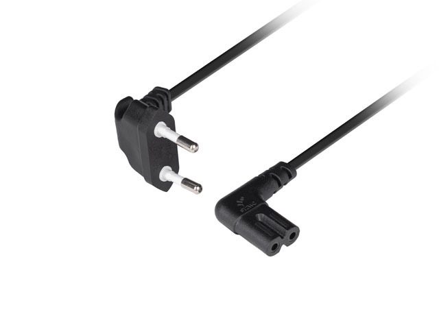 Lanberg захранващ кабел CEE 7/16->IEC 320 C7 Euro (Radio) 3 m, ъглов, VDE, черен