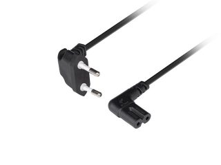 Lanberg захранващ кабел CEE 7/16->IEC 320 C7 Euro (Radio) 3 m, ъглов, VDE, черен