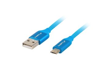 Lanberg USB Micro-B (M) -> USB-A (M) 2.0 кабел 1.8м, син premium QC 3.0