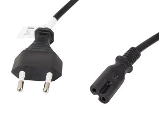 Lanberg CEE 7/16 към IEC 320 C7 EURO (RADIO) захранващ кабел 3м VDE, черен