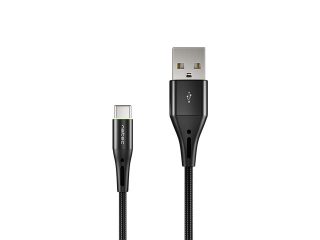 Natec USB-C (M) към USB-A (M) 2.0 кабел, 1m, черен LED найлон