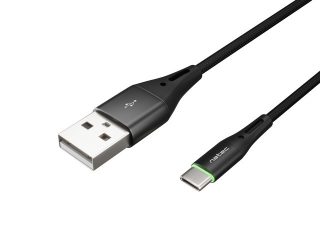 Natec USB-C (M) към USB-A (M) 2.0 кабел, 1m, черен LED найлон