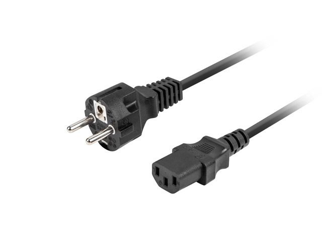 Lanberg захранващ кабел CEE 7/7 -> IEC 320 C13, 1.8 м, VDE, прав, черен