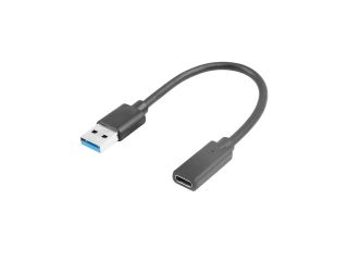 Кабел Lanberg USB-C (F) -> USB-A(M), 0.15 m, черен