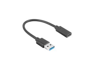 Кабел Lanberg USB-C (F) -> USB-A(M), 0.15 m, черен
