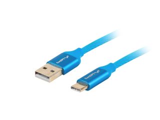 Кабел Lanberg USB-C (M) -> USB-A (M) 2.0, 1.8m, син, QC 3.0 premium