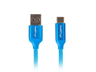 Кабел Lanberg USB-C (M) -> USB-A (M) 2.0, 1.8m, син, QC 3.0 premium