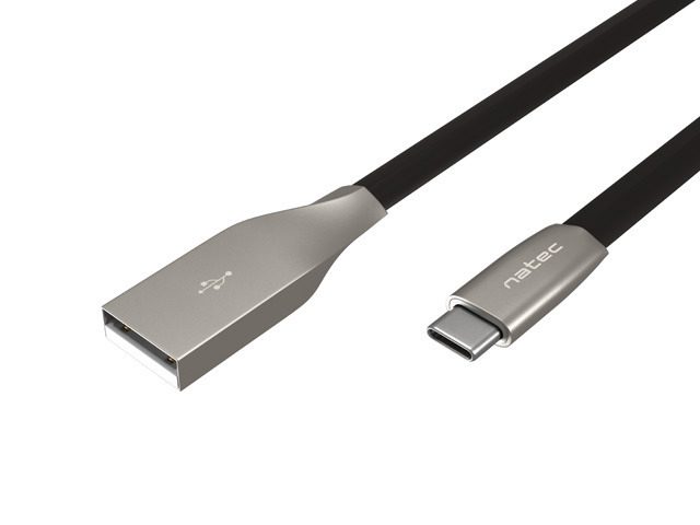Natec USB-C (M) към USB-A (M) 2.0 кабел 1м, черен метал