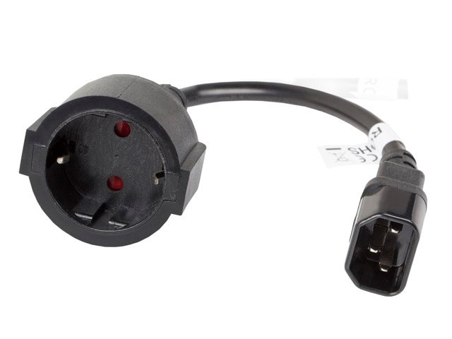 Lanberg удължителен захранващ кабел IEC 320 C14 -> Schuko (F) 20см, черен