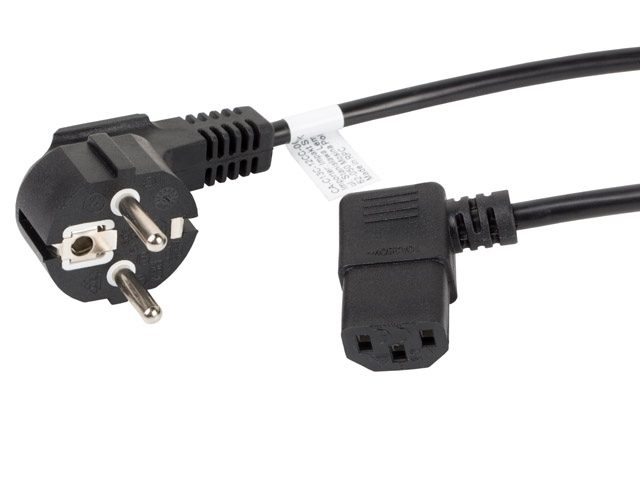 Lanberg захранващ кабел CEE 7/7 -> IEC 320 C13, 1.8 m, ъглов надясно, VDE, черен