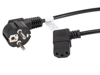 Lanberg захранващ кабел CEE 7/7 -> IEC 320 C13, 1.8 m, ъглов надясно, VDE, черен