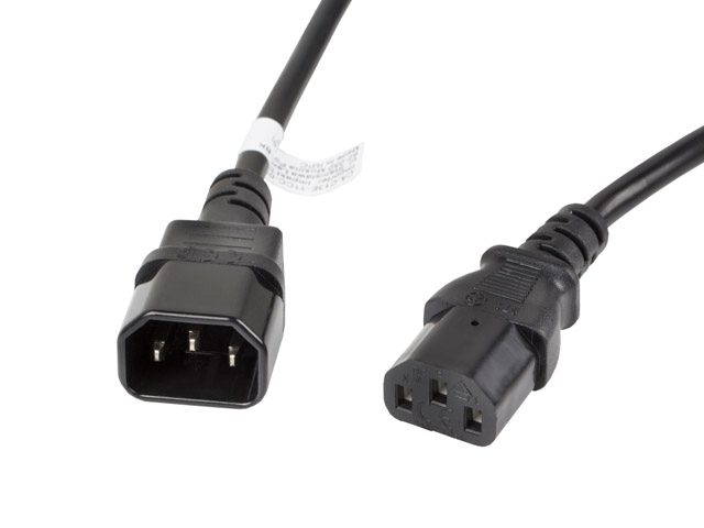 Lanberg удължителен захранващ кабел IEC 320 C13 -> C14 3m VDE, черен