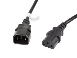 Lanberg удължителен захранващ кабел IEC 320 C13 -> C14 3m VDE, черен