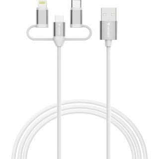 Verbatim Sync & Charge Cable 3-in-1 USB-A to Micro-B/USB-C/Lightning 18W 100cm - White