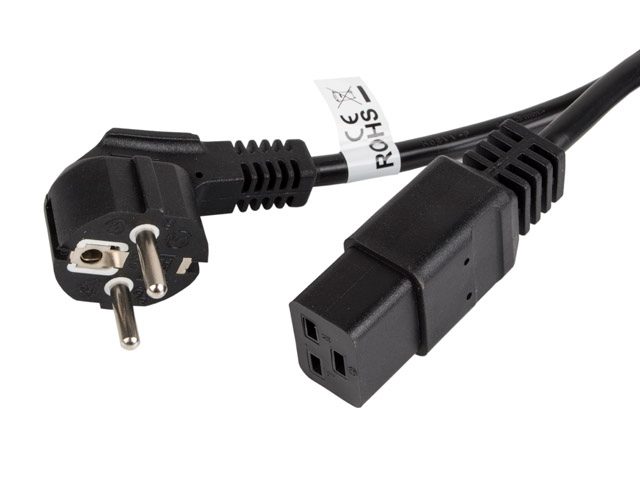 Lanberg CEE 7/7 към IEC 320 C19 захранващ кабел, 16A, 1.8m, VDE, черен