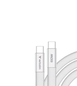 Verbatim Sync & Charge SoftTouch USB-C към USB-C кабел 60W 120 cm - Бял