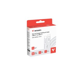 Verbatim Sync & Charge SoftTouch USB-C към USB-C кабел 60W 120 cm - Бял