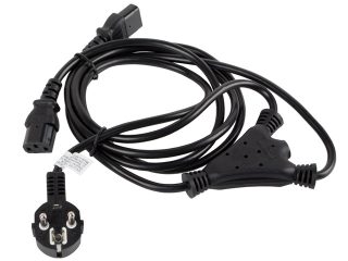 Lanberg CEE 7/7 -> 2X IEC 320 C13 захранващ кабел 2m VDE, черен