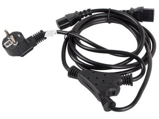 Lanberg CEE 7/7 -> 2X IEC 320 C13 захранващ кабел 2m VDE, черен