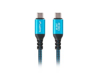 LANBERG USB-C M/M 4.0 кабел 2м 240W 8K 60Hz черен-син