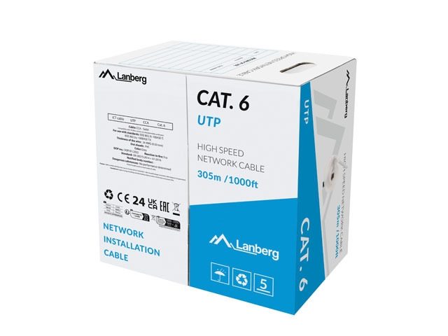 Lanberg LAN кабел CAT.6 305м солиден cca сив преминал fluke тест