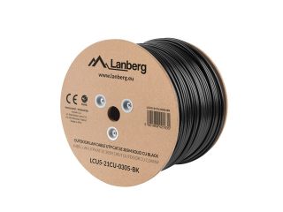 Lanberg LAN кабел UTP Cat.5e 305m Outdoor Solid CU Fluke Passed, черен