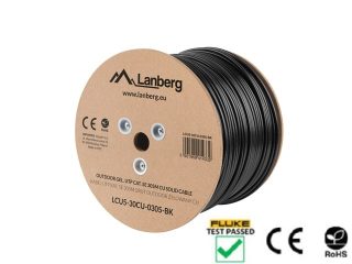 Lanberg LAN кабел CAT.5e UTP 305 m плътен външен гел-пълнен меден черен fluke passed
