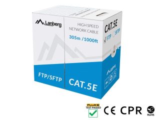 Lanberg LAN кабел CAT.5e FTP 305m плътна мед, сив, CPR + Fluke passed