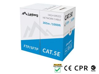 Lanberg LAN кабел CAT.5e sftp 305m солидна мед cpr + fluke passed сив