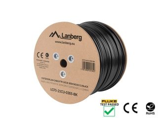 Lanberg LAN кабел CAT.5e ftp 305m solid outdoor cu black fluke passed
